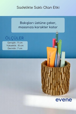 Kalemlik Masa Kalemliği Organizer Kalemlik Altın Renk Model 78 Çok Renkli
