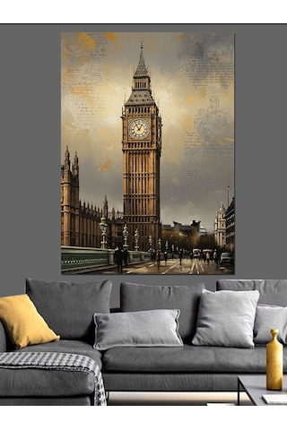 Tarihi Londra Big Ben Manzarası Dekoratif Kanvas - Mdf Ahşap Tablo