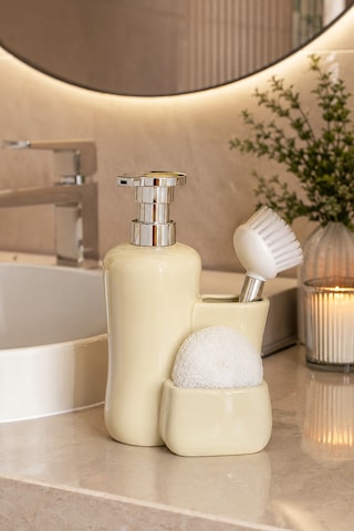 Porsima 277745 Sıvı Sabunluk Fırçalı Süngerlikli Sabunluk Krem