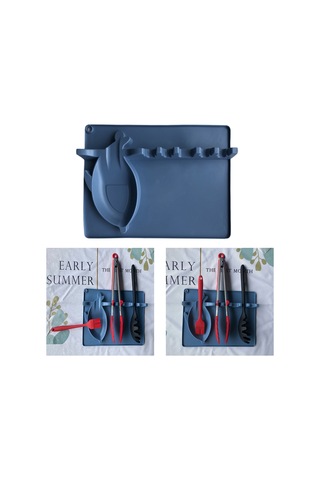 Homyl Silikon Kaşık Dinlenme Tutacağı Yemek Çubukları Mavi Mavi