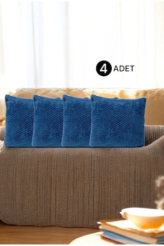 Bohem 4'lü Dekoratif Yastık Kılıfı Kırlent Kılıfı 45x45 Cm Petrol Mavisi Otantik Desen Petrol Mavisi