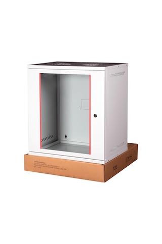 Lande - 12u 19" Cam Kapaklı Duvar Tipi Rack Kabinet Genişlik: 544 Mm Derinlik: 400 Mm Açık Gri Demonte
