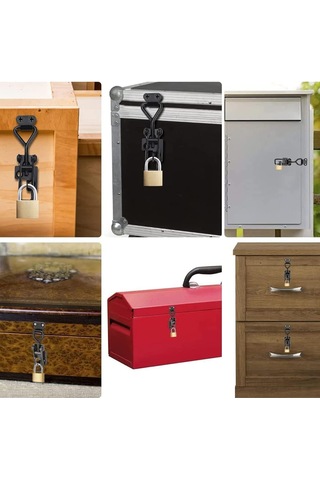 Beyaz 4 Parçalı Paslanmaz Çelik Tokalı Metal Mandal Kilit Seti B