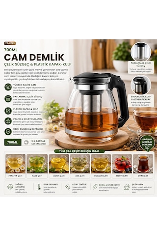Cam Demlik 700ml Bx40 Açık Krem