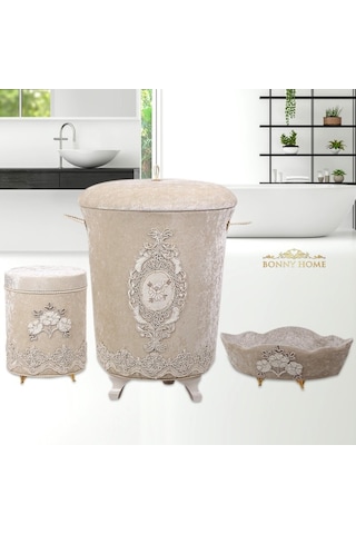 Lisa Vizon 3Lü Kadife Banyo Kirli Çamaşır Sepeti Seti Diğer