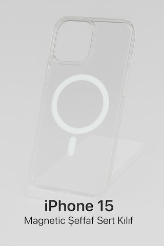 C.power Magsafe Şeffaf Sert Kılıf İphone 15,15pro,15pro Max ,plus Uyumlu, Darbeye Dayanıklı Pc Malzeme Şeffaf