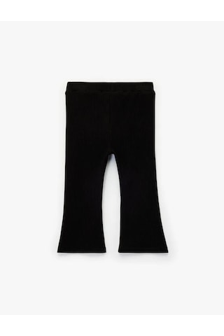 Koton Düğme Detaylı Pamuklu İspanyol Paça Siyah Kız Bebek Tayt 6wmg40023ak Siyah