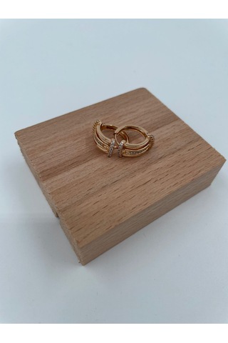 Xbaby Sıra Taşlı Çelik Halka Gold Küpe Gold