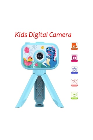 Tripod Ayaklı Dijital Renkli Ekran Çocuk Kamerası 1080p Şarjlı Video Resim Oyun Fotoğraf Makinesi