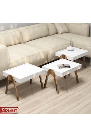 Variant Roma Tepsi Zigon Sehpa Ceviz-Beyaz