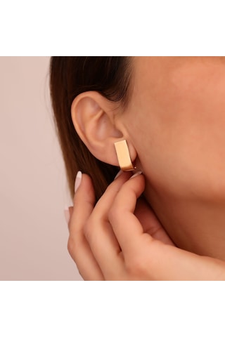 Nox Jewelry 925 Ayar Soru İşareti Temalı Hafif Parlak Tasarım Gümüş Küpe - E00268 Gold