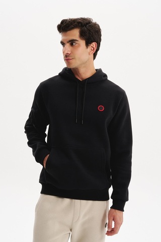 AR-MA Arma Erkek Regular Fit 3 İplik Şardonlu Kanguru Cepli Kapüşonlu Sweatshirt Pamuk Polyester Karışımı K30254629202 Siyah