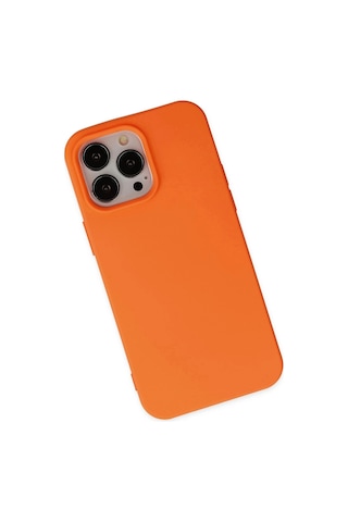 Mey İthalat iPhone Uyumlu 14 Pro Max Kılıf Nano İçi Kadife Silikon - Turuncu
