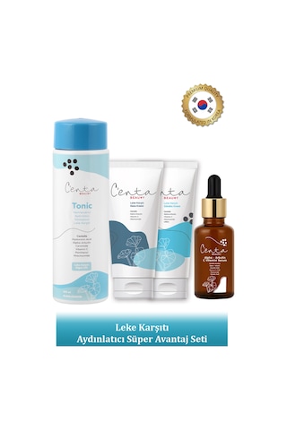 C'enta Beauty Leke Karşıtı Gece Bakım Kremi 50 ML + Gündüz Kremi 50 ML + Tonik 200 ML + Vitamin C Serum 30 ML