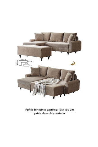 Kagu Corner Flavia Köşe Takımı Puflu Kahverengi