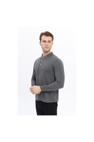 Uniprom Erkek Uzun Kollu Polo Yaka Pamuk Tişört Uzun Kollu T Shirt Antrasit Melanj Antrasit Melanj