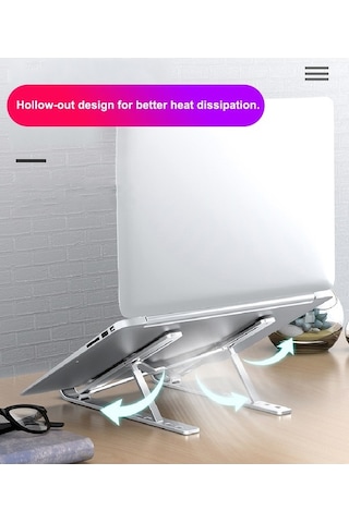 Pazly Bilgisayar Standı - 6 Ayarlanabilir Yükseklikli Dizüstü Bilgisayar Tutucu - Ergonomik Alüminyum Stand