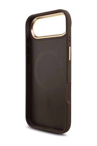 Apple Uyumlu iPhone 17 Air Kılıf Guess Lisanslı M-safeli 4g Metal Büyük Logolu Kartlıklı Kapak Kahverengi Kahverengi