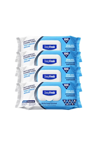 Deep Fresh Yüzey Temizlik Havlusu 100 Lü Beyaz Sabun Kokulu 4 Lü