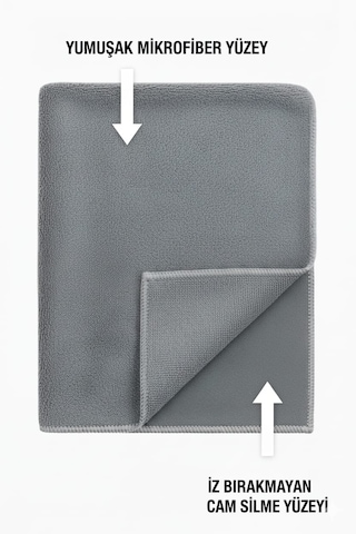 Nobera Duoclean Çift Etkili Temizlik Bezi - Mikrofiber & Cam Bezi 2'si 1 Arada 1 Adet Gri