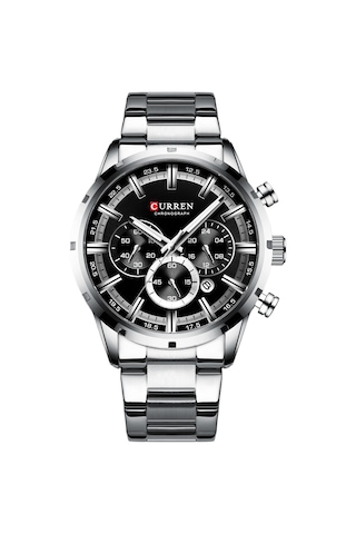 Curren 8355 Lüks Klasik İş Kuvars Erkek Saat 3atm Su Geçirmez Büyük Kasa Büyük Kadran Işıldayan Kol Saati Takvim Dakika Saniye Kronograf 24 Saat Üç Alt Kadranlı Kol Saati Alaşım Kayış Bantlı Çok Renkl Beyaz - Siyah