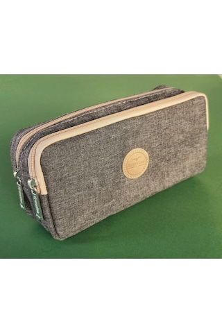 Rlx-147 Keten İki Gözlü Kalemlik Kalem Kutusu Kalemlik Gri Beyaz