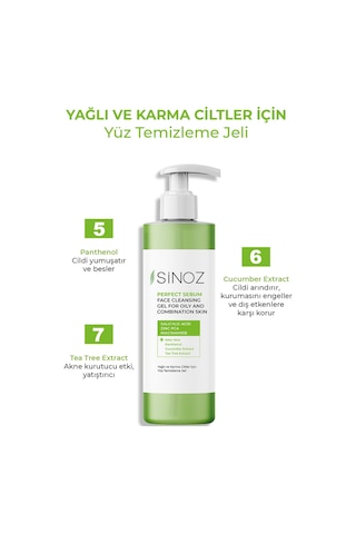 Sinoz Yağlı ve Karma Ciltler İçin Yüz Temizleme Jeli 400 ML