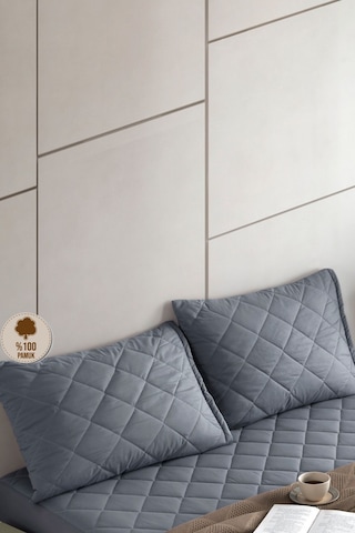 Formeya Pamukkale Alez Gri %100 Pamuk Kapitone Yastık Koruyucu Alez 2 Adet 50X70