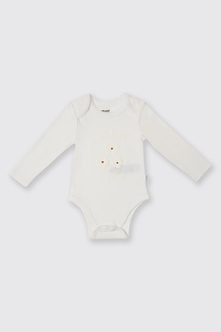 Panço Kız Bebek Uzun Kollu Ekru Body Krem 2421GN03002