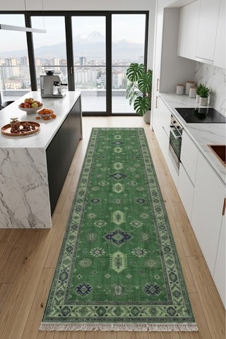 Dekoratif Halı Kaymaz Taban Leke Tutmaz Yıkanabilir Kilim Özel Ölçü Salon Halısı 3025-1 Çok Renkli