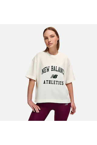 New Balance Lifestyle Kadın Tshirt Beyaz Beyaz