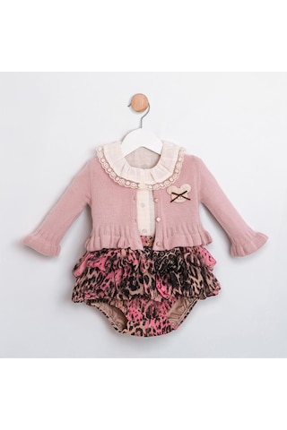 Cumino Kız Bebek Rose Poposu Fırfırlı 3'lü Takım Cmn-3738 Pudra