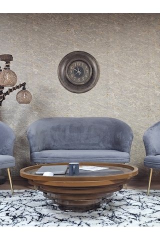 Zafir Teddy Takım Gold Kaplama Sivriltme Ayak Çay Seti Koltuk - Berjer , Balkon, Salon, Ofis Gri