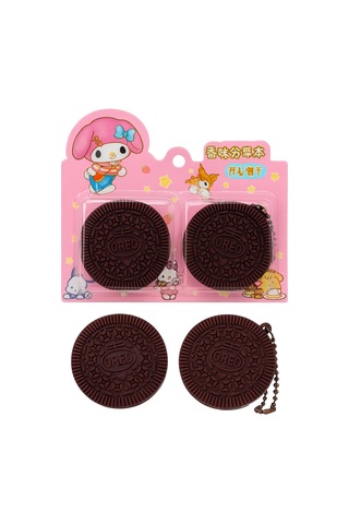 2'li Mini Oreo Figürlü Kokulu Not Defteri Zincirli Anahtarlık Kahverengi