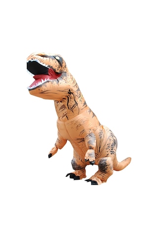 Şişme Dinozor Yetişkin Kostümü Cadılar Bayramı Şişirilmiş Ejderha Kostümleri Parti Karnaval Kostümü Kadınlar Erkekler İçin Kahverengi