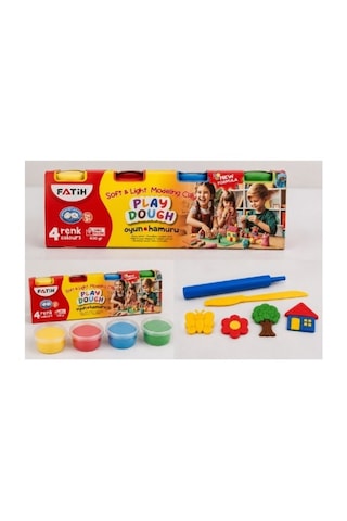 Fatih Play Dough 4 Renk Oyun Hamuru 400 Gr Yumuşak Ve Hafif Modelleme Hamuru 3+ Yaş Çok Renkli