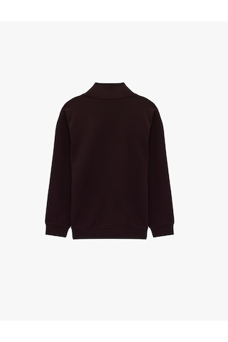 Koton Pamuklu Uzun Kollu Oversize Dik Yaka Yarım Fermuarlı Sweatshirt Bordo Şarap 6sam70009nk Bordo - Şarap