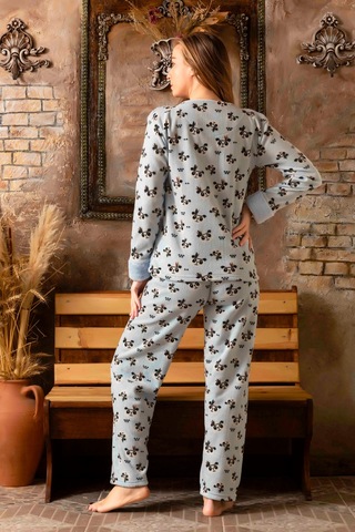 Nisanca Kışlık Kadın Welsoft Polar Pijama Takımı - Yeni Yıl Pijaması mavi