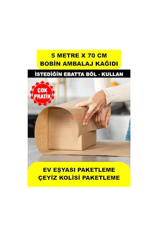 70 Cm X 5 Metre Bobin Rulo Kraft Rengi Ambalaj Kağıdı, Ev Eşyası, Çeyiz, Hediye, Ürün Paketleme