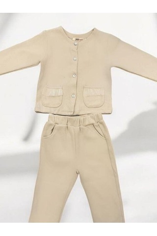 Zekids Kız Bebek Kışlık Kaşkorse Hırkalı Pantolonlu Takım-14425 Bej