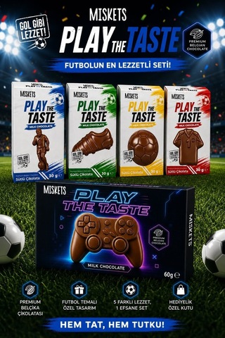 Miskets Play The Taste Şekilli Sütlü Çikolata Futbolcu Koleksiyon Seti 5'li