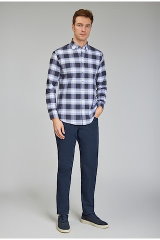 Bisse Modern Fit Paşa Yaka Ekose Lacivert Erkek Gömlek Gmeks12300300 D39 Lacivert