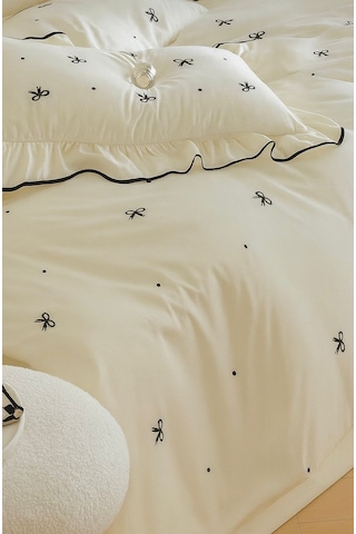 Uçkan Home Soft Elegance %100 Pamuk Çift Kişilik Nevresim Seti Krem--UCZ-000036