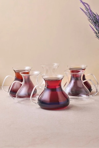 Perotti 16043 Ehl-i Keyf 6'lı Borosilikat Cam Çay Bardağı Seti Şeffaf