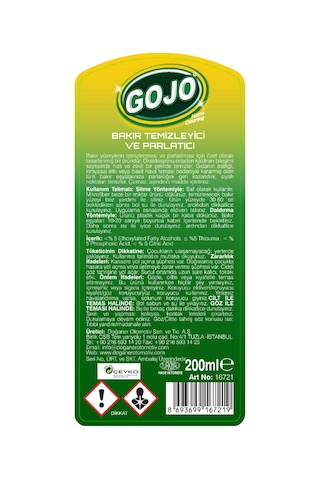 Gojo Bakır Temizleyici Ve Parlatıcı 200 Ml