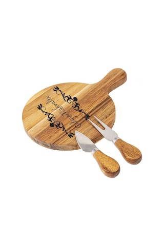 Kişiye Özel Akasya Ağacı Sunumluk Seti 25x17 Cm İsim Yazılı Ahşap Peynir & Meze Sunum Tahtası Kahverengi