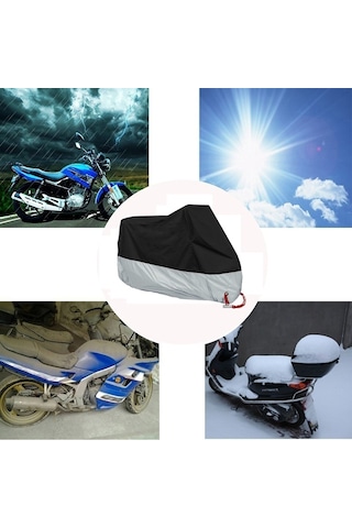 Sones 190t Motosiklet Yağmur Kapakları Toz Geçirmez Yağmur Uv Dayanıklı Toz Önleme Kapakları, Boyut: Xxxxl Siyah