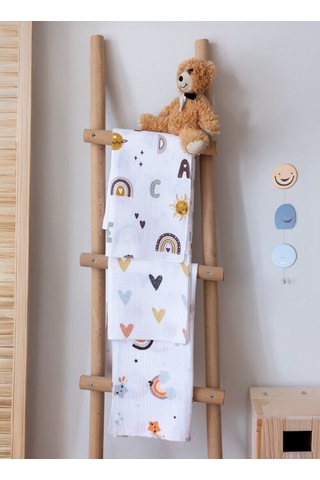 Çok Amaçlı Müslin Örtü & Battaniye 3'lü Set Pamuk Oeko-teks Sertifikalı 80x80 CM - Beyaz