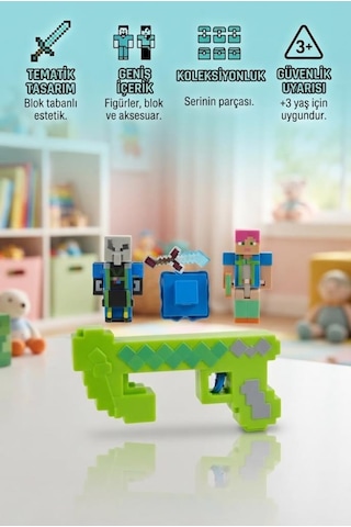 Mineraft Dungoos Figür Ve Aksesuarlı Eğlenceli Oyun Seti Hayal Gücü Destekleyen Figür Oyuncak