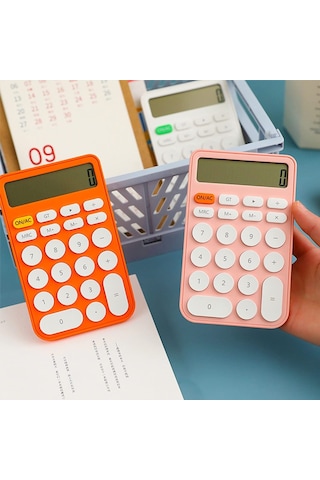 Singree 12 Basamaklı Standart Hesap Makinesi Geniş Masaüstü Ekran Ve Tuşlar Ofis Okul Ev İş Kullanımı Otomatik Uyku Pil Dahil Pembe